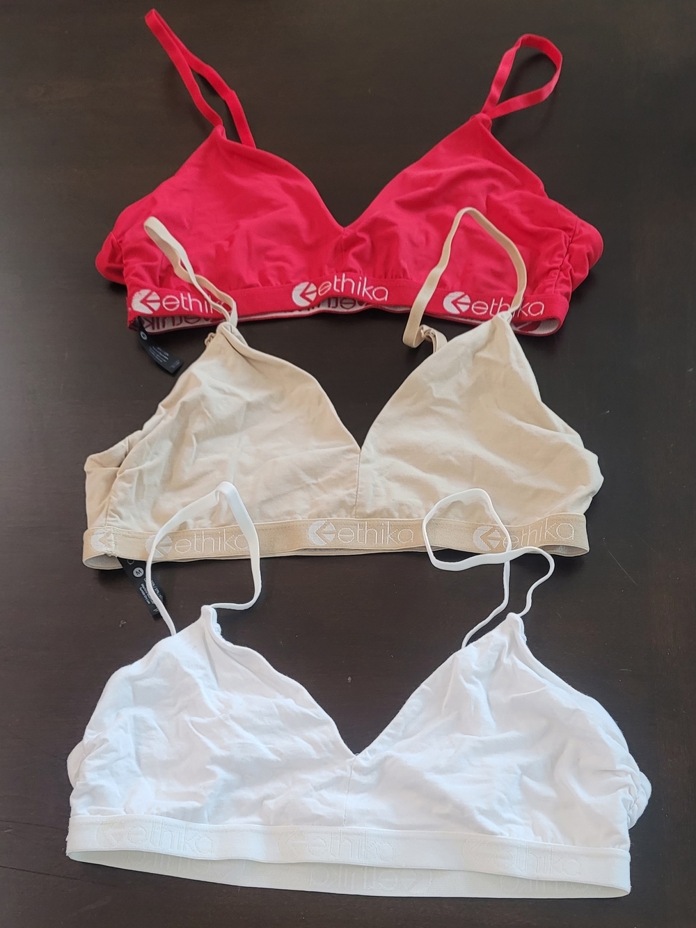 ethika Women's Bralette 3-Pack Bundle— Red, Cream, White